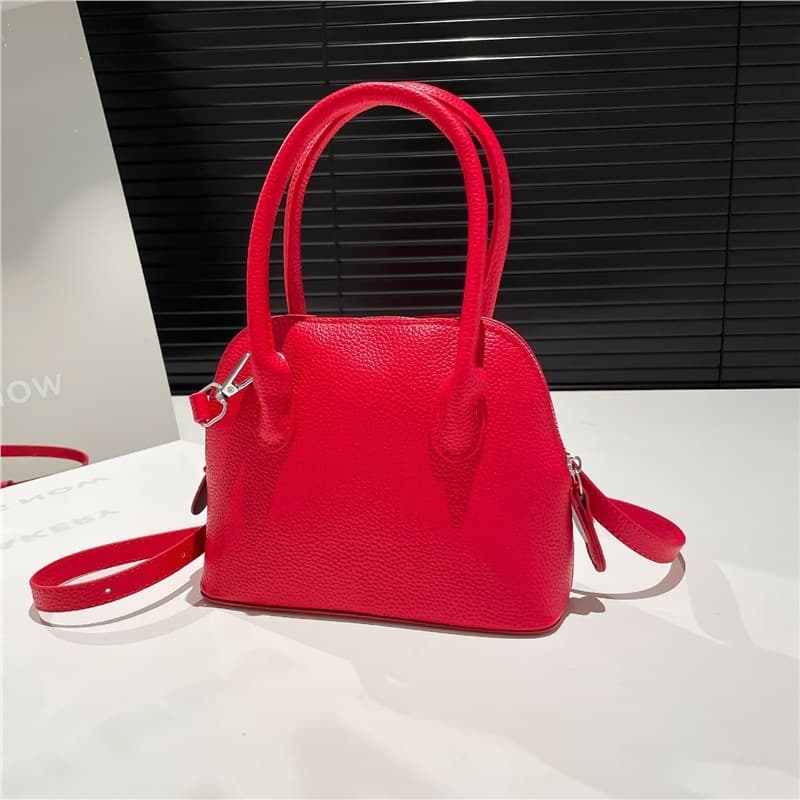Women's bag, shell bag, first-layer cowhide, pebbled pattern bowling handbag, genuine leather crossbody bag, cross-border foreign trade women's bag