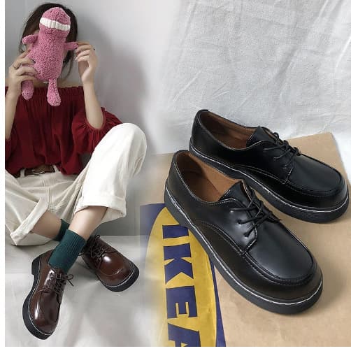 Japanese Retro Women's Flat Flats Student Harajuku Round-Toe Doll Shoes Korean Campus Style British Leather Shoes Wholesale