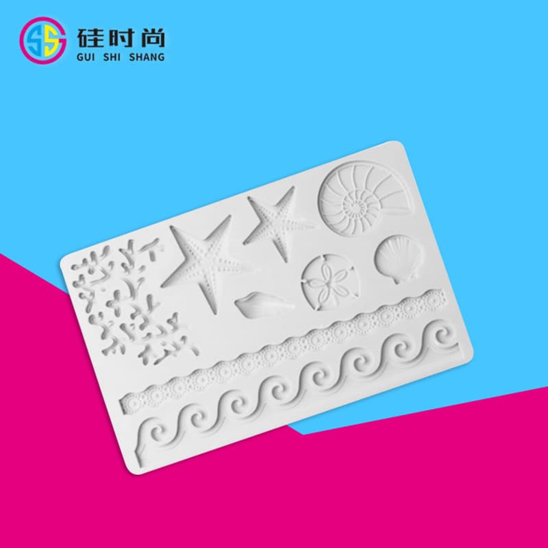 Starfish wave silicone mold diy glue chocolate edge cake silicone mold fondant silicone mold