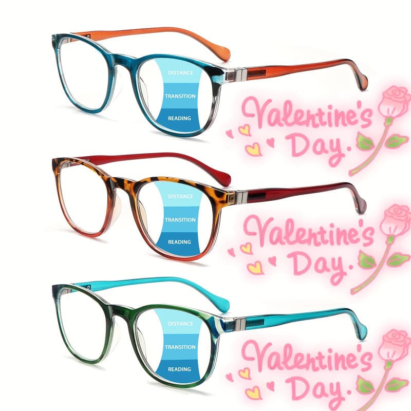 2026 New Cross-border Drop Shipping 3 Packs Progressive Multifocus Blue Light Blocking Reading Glasses