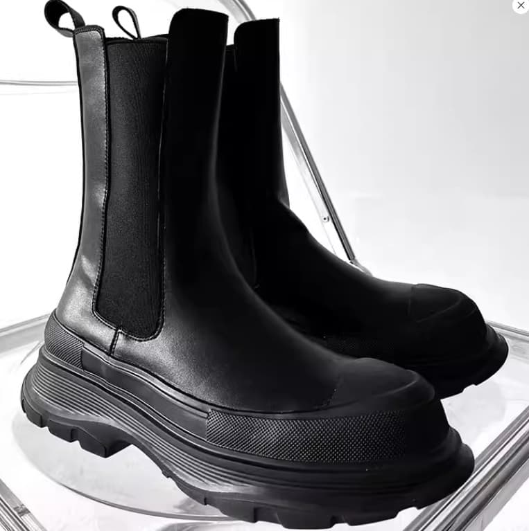 Thick Sole High-Top Black Martin Boots Men's Leather Boots 2022 Fall Winter New Style Niche Genuine Leather Men's Shoes Chelsea Boots