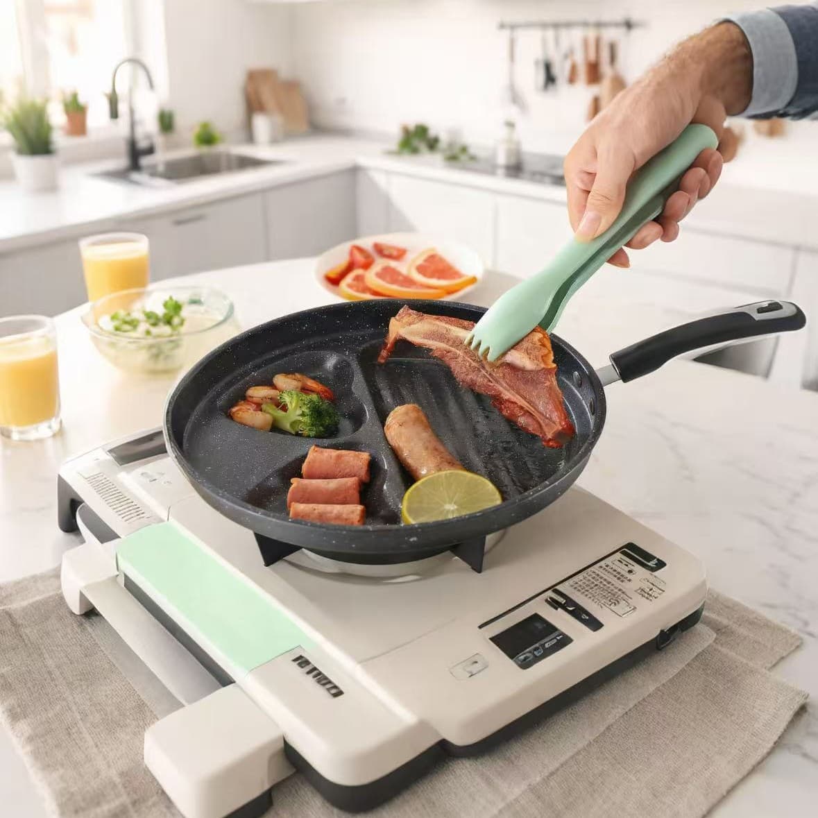3-in-1 Breakfast Egg and Sausage Frying Pan, DIY Egg Burger Pan, Various Sizes Home Use Non-Stick Frying Pan