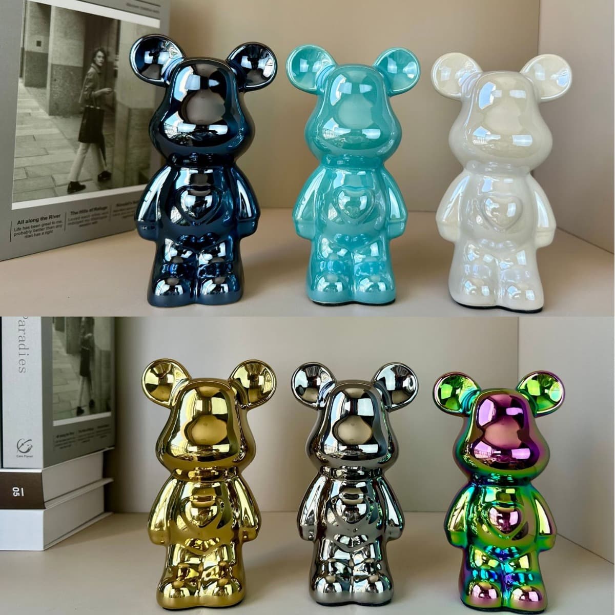 Wholesale Light Luxury Viral Love Bear Ring Toss Set - Modern Home Ceramic Cartoon Decor for TV Cabinet