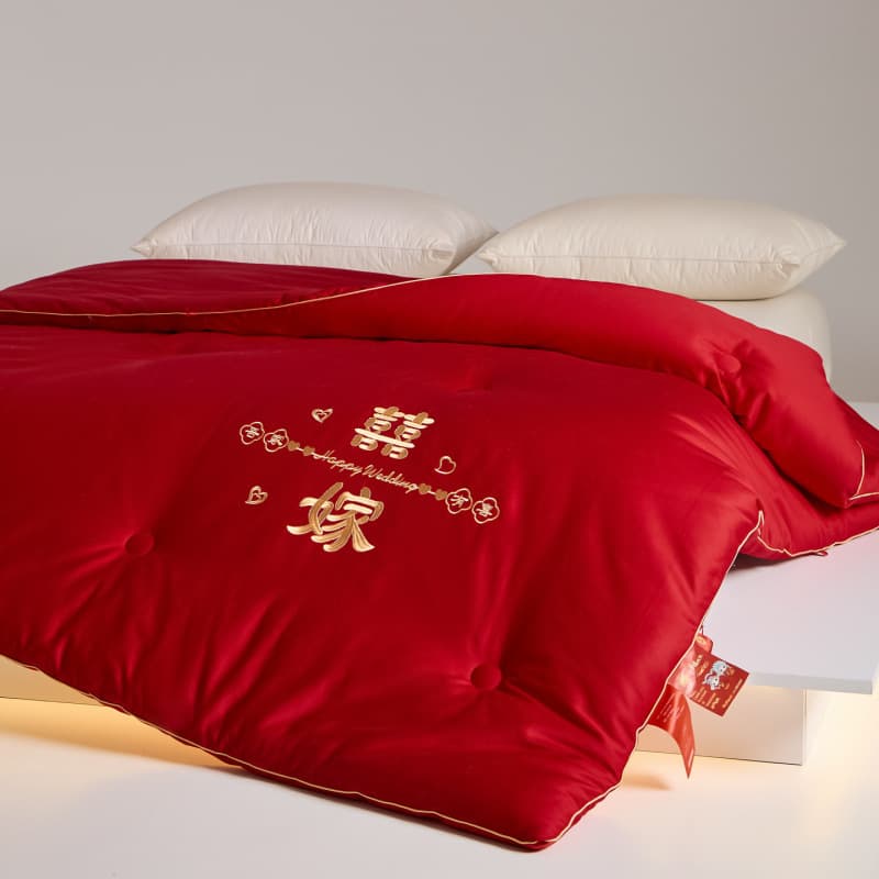 2025 New Cotton Wedding Quilt Core, Pure Cotton Soybean Fiber Duvet, Festive Red Winter Comforter Gift