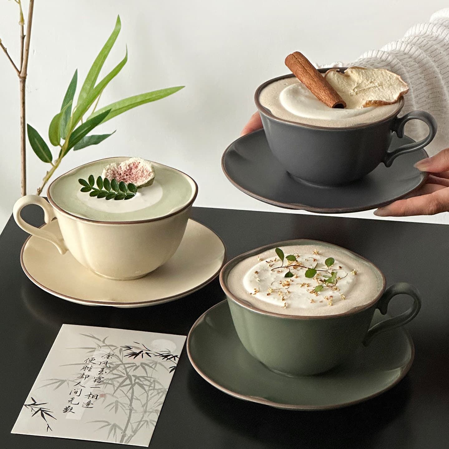 Vintage Coffee Cup Premium Ceramic Mug and Saucer Set Designer Latte Cup Flower Cup Water Cup