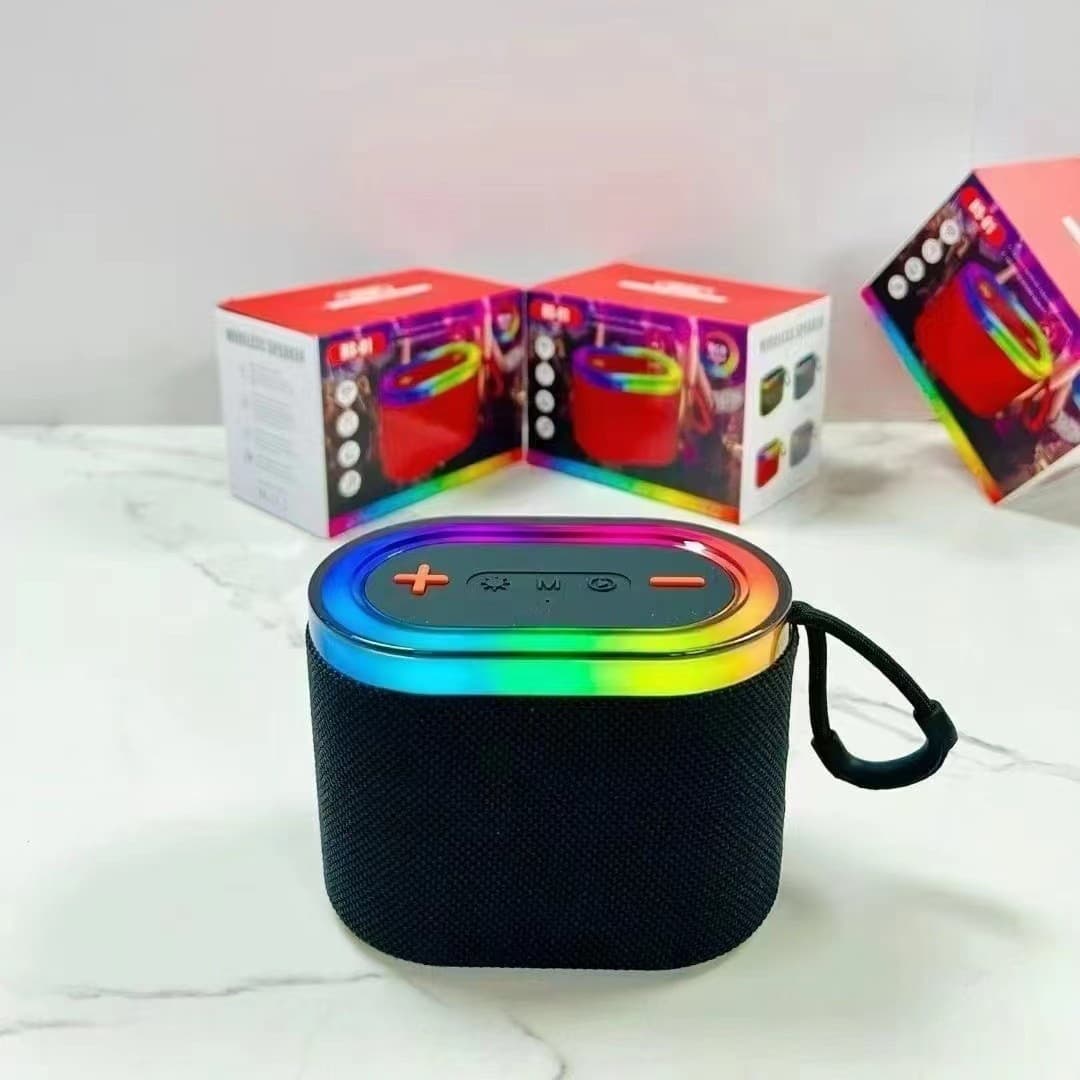 Cross-border BS01 Wireless Bluetooth Speaker Subwoofer with Card Slot, Portable Outdoor Speaker, New 7-Color LED Light
