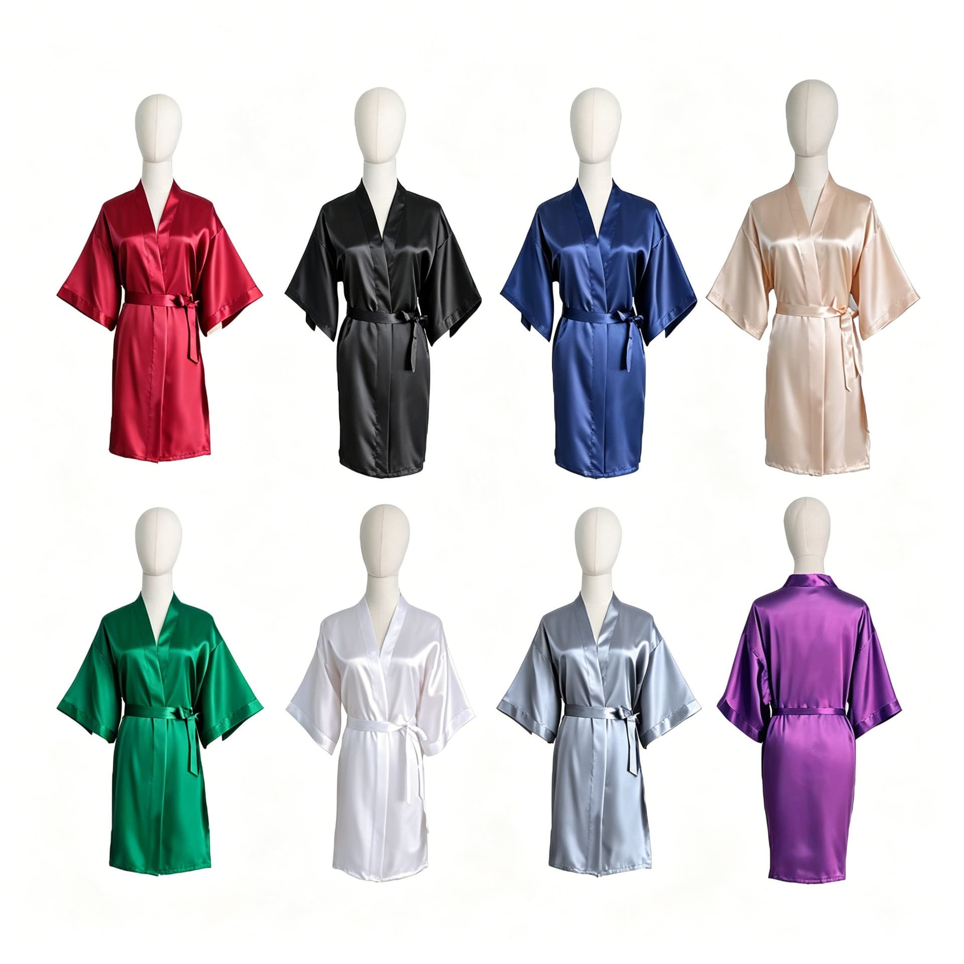 Women's Faux Silk Robe Wedding Makeup Robe Thin Open Front Robe Bride Morning Robe Best Friend Robe
