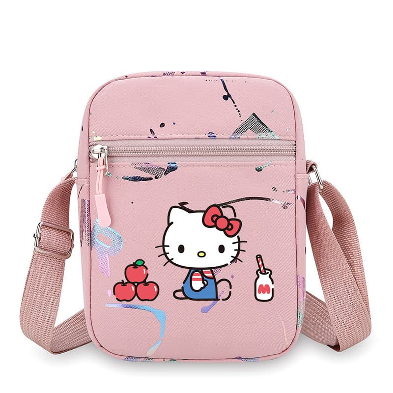 Hello Kitty Student Mini Square Bag Trendy Shoulder Bag Cartoon Casual Crossbody Bag Lightweight Unisex Bag