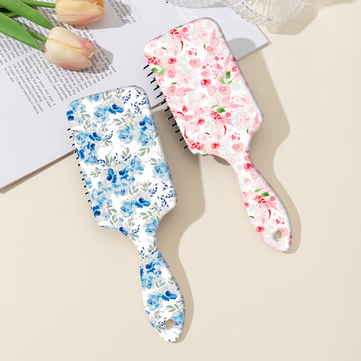 Fresh and Cute Cartoon Ins Style Floral Pattern Cushion Comb for Scalp Massage and Hair Smoothing