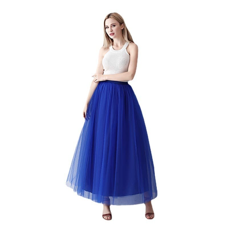 European and American Mid-Length Tulle Skirt Tutu Skirt Adult Tulle Skirt Ball Gown Net Tulle Half Skirt for Women