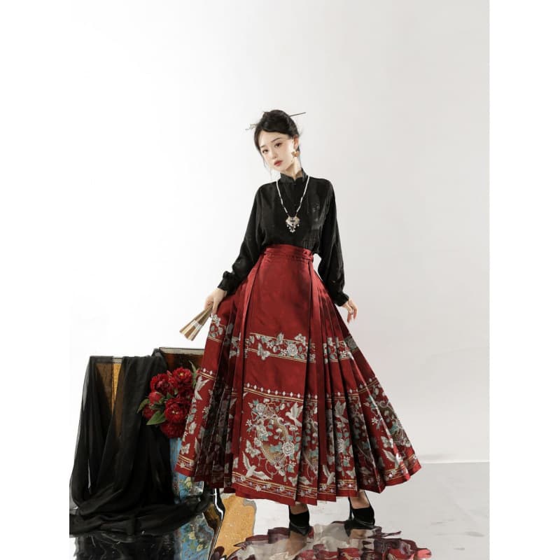 【Pu Sa Man】Horse-face Skirt Woven Gold Zhuang Hua Elegant Slimming National Fashion New Chinese Style Daily Commute Women's