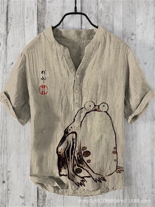 Cross-border Foreign Trade Hot 3D Digital Printing Cool Animal Plus Size Men's V-Neck Shirt Loose Casual Jacket Wholesale