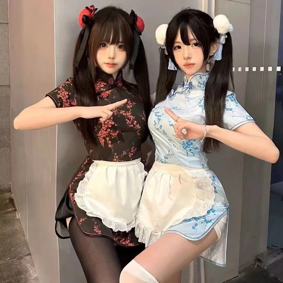 Lingerie Chinese Little Chef Set New Style Maid Apron Cosplay New Chinese Style Cheongsam Dress Two Pieces