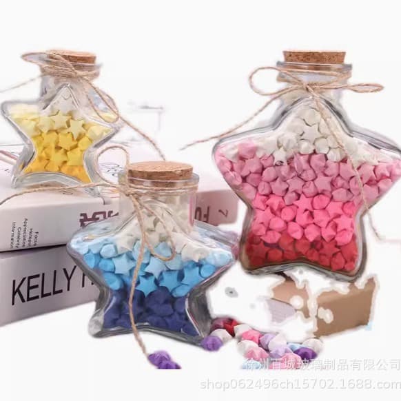 Wholesale Wish Bottles with Wooden Stoppers Glass Jars with LED Five-Pointed Stars, Empty DIY Ocean Star Drift Bottles