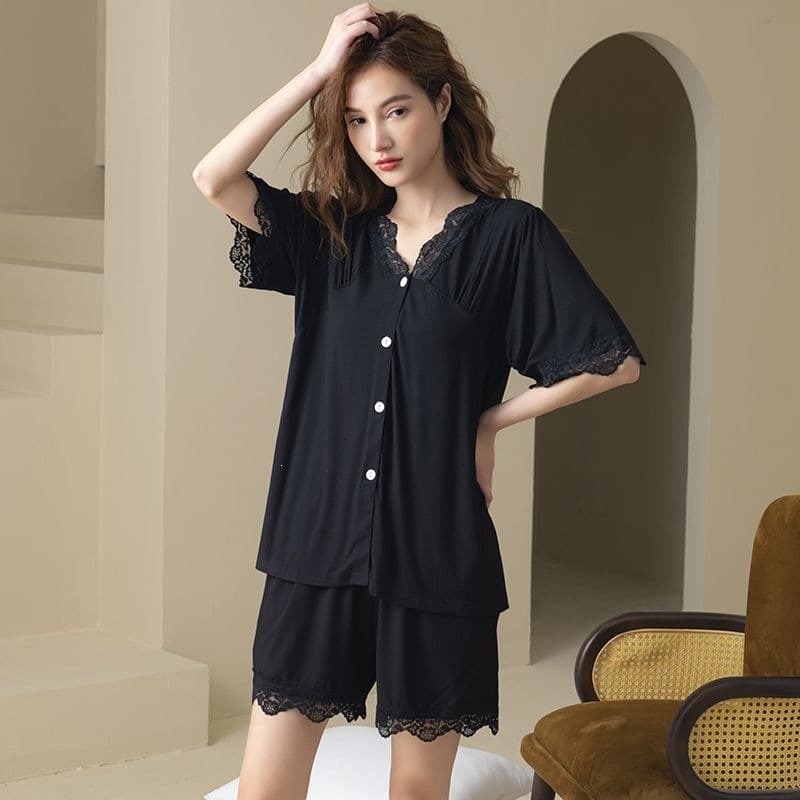 20 Cardigan Two-Piece Set New Shorts 300 Loungewear Ice Silk Pajamas Women Summer Wearable Out Short Sleeve Thin Style