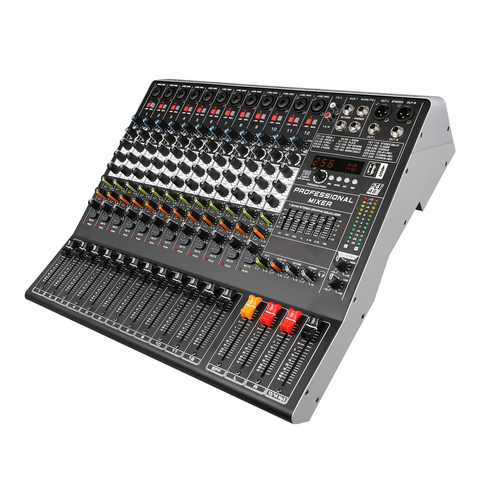 Cross-border direct supply of professional 6-channel 8-channel 10-channel 14-channel 256DSP effect mixer audio stage performance mixer