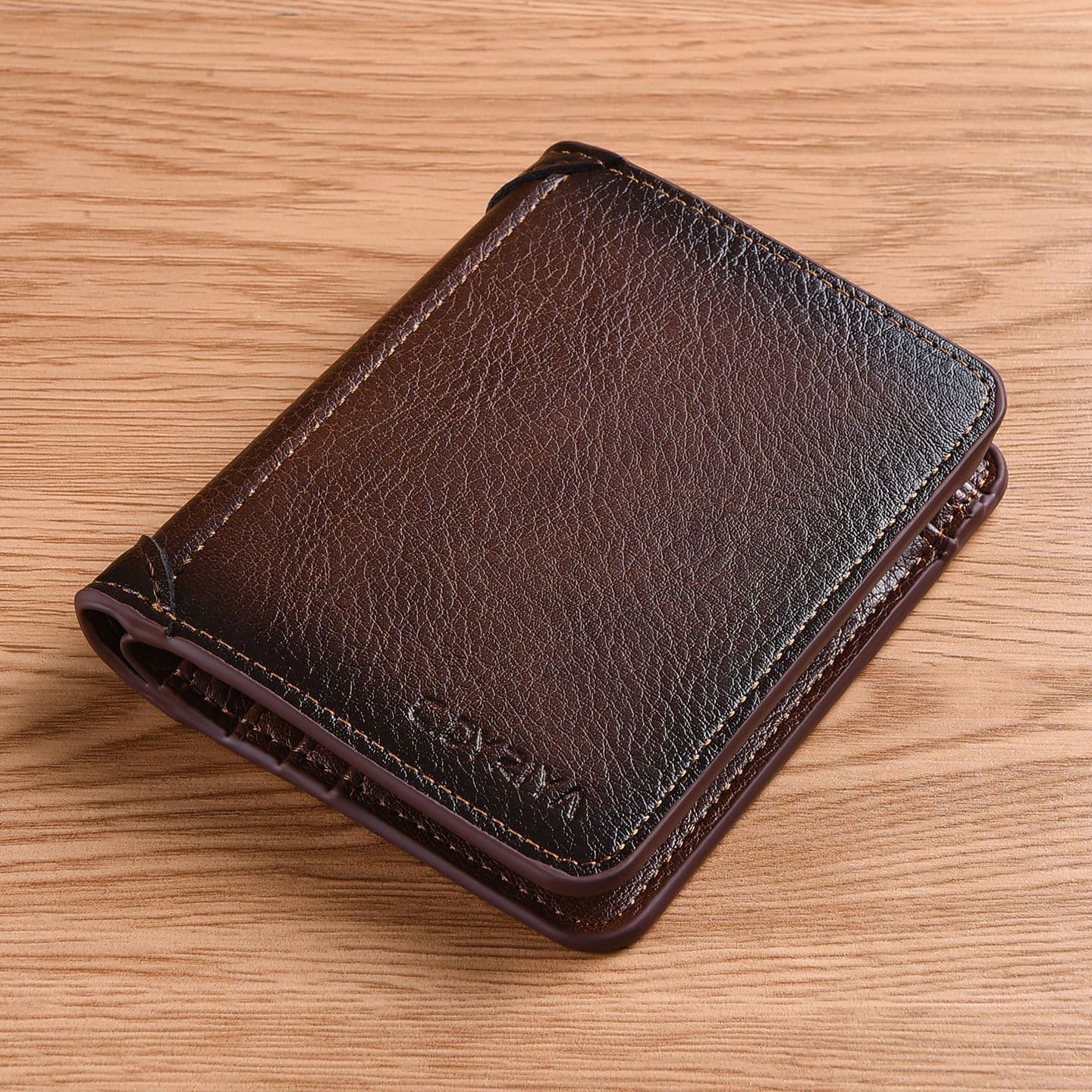 Vintage Distressed Leather Wallet for Men, Vertical Multi-Card Slot Short Wallet, Multifunctional Driver's License Card Holder, Slim Leather Billfold