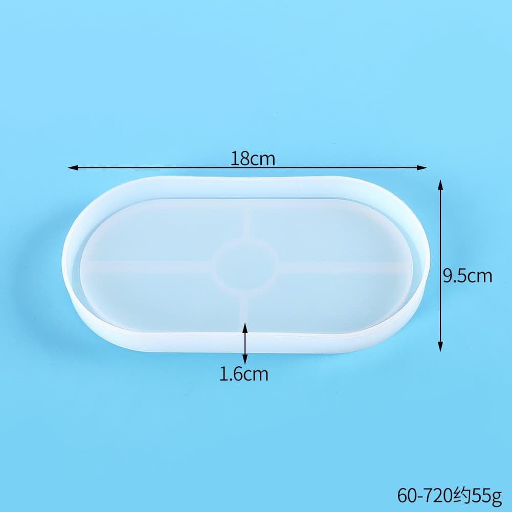 Cross-border DIY Crystal Resin Epoxy Oval Coaster Mold, Oval Cup Mat Tray Storage Silicone Mold