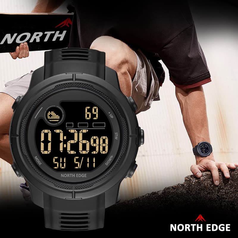 NORTH EDGE Outdoor Sports Smart Watch with Bluetooth, Heart Rate, Blood Oxygen, Pedometer, Message Alerts, and Timer