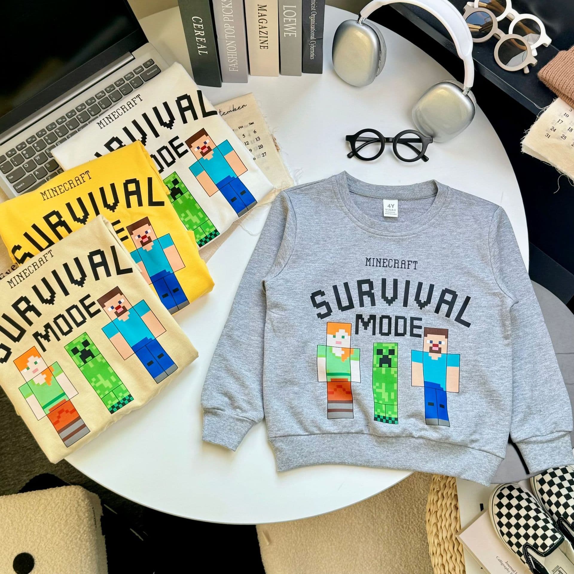 Children's Terry Cloth Sweatshirt Boys' Minecraft Kids Spring Autumn Top Boys' Creeper Clothing Mid-Large Kids Pullover