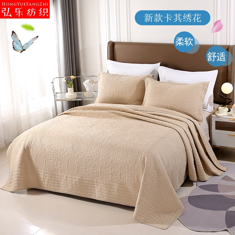 European style simple solid color bed cover 100% cotton three-piece set cotton quilted quilt universal bedding 100% cotton bed cover