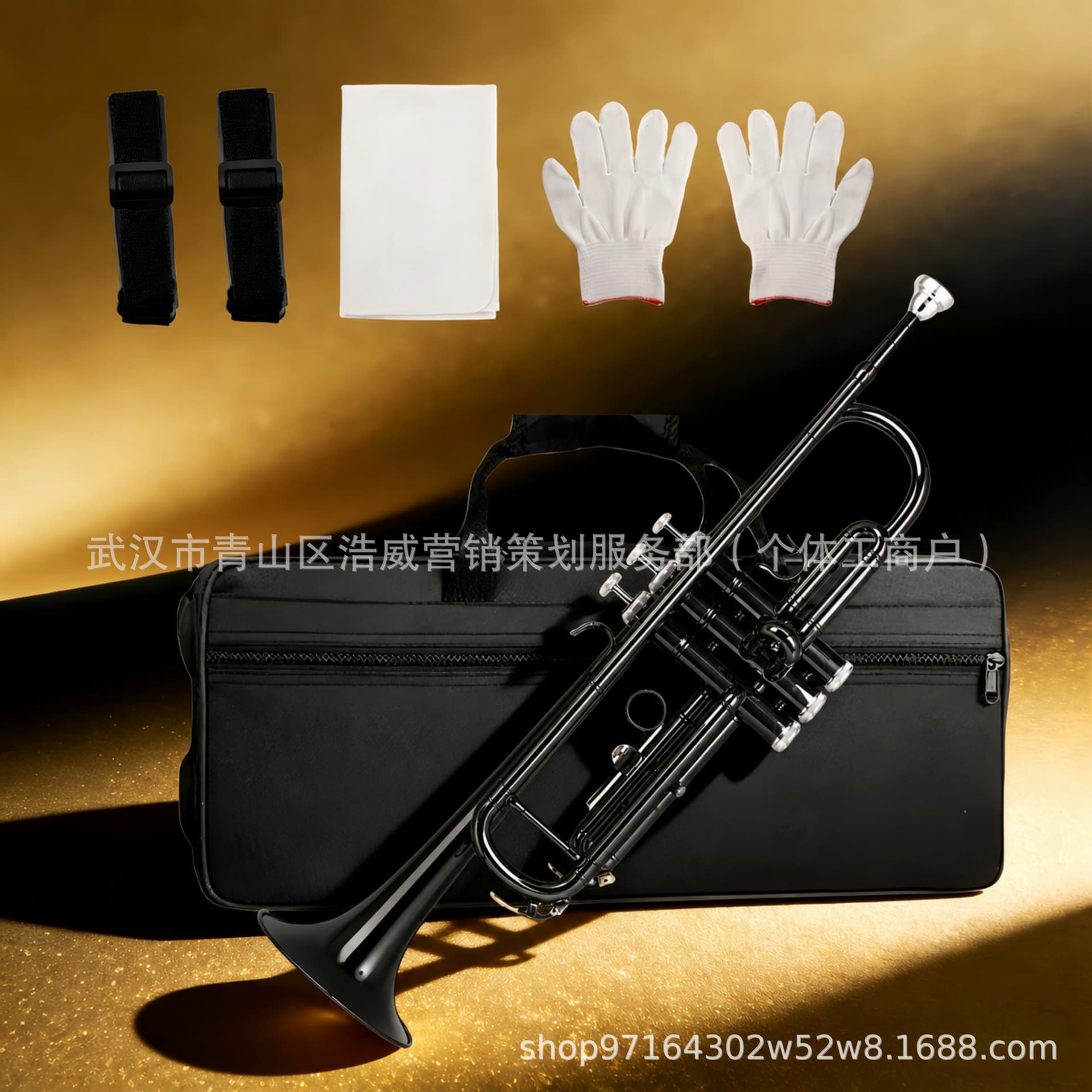 High-Quality Bb Key Black Brass Trumpet Set Factory Wholesale Cross-Border Export Musical Instrument Set