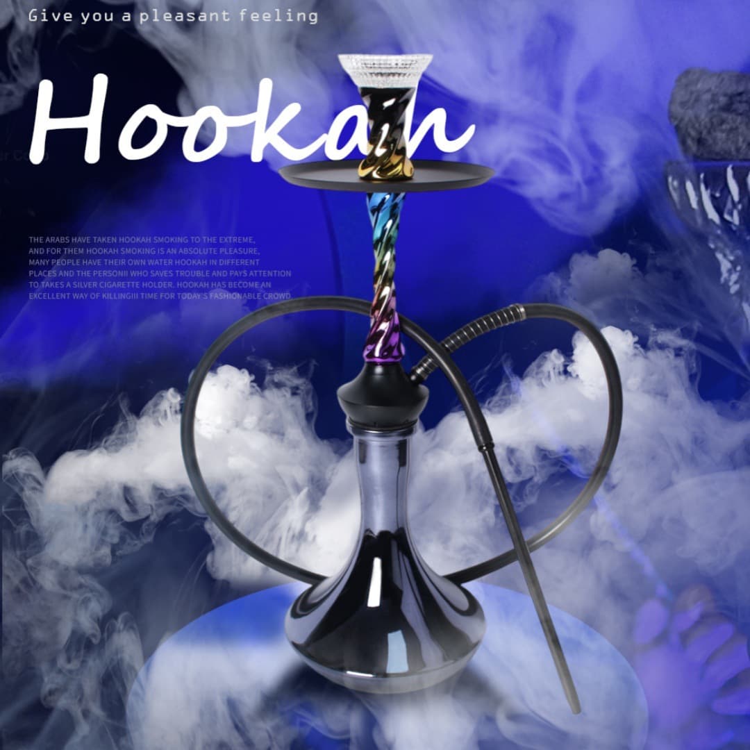 New Cross-Border Factory Source Five-Color Electroplated Twisted Arabic Hookah Shisha with Large Twist Pattern