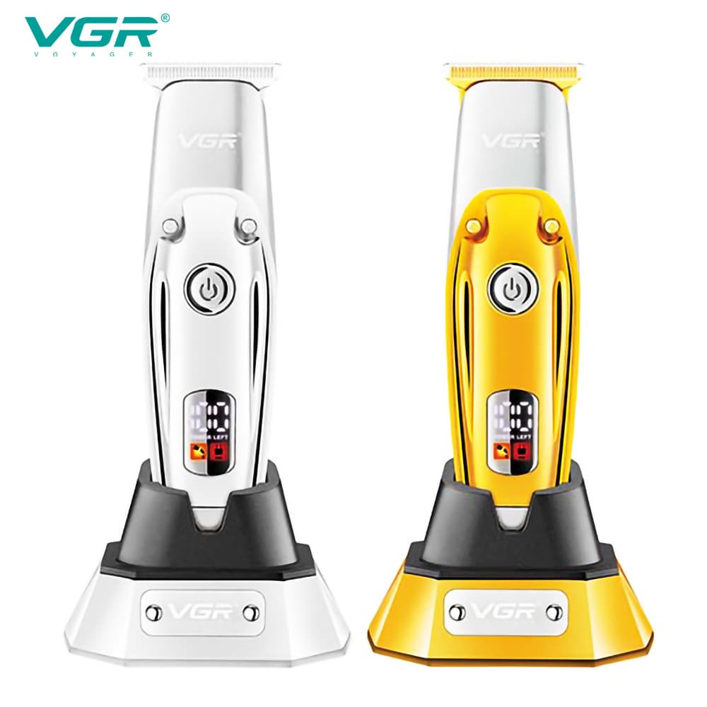 VGR277 Hair Clipper Electric Trimmer Full Metal Body LED LCD Display Charging Base New Electric Hair Clipper