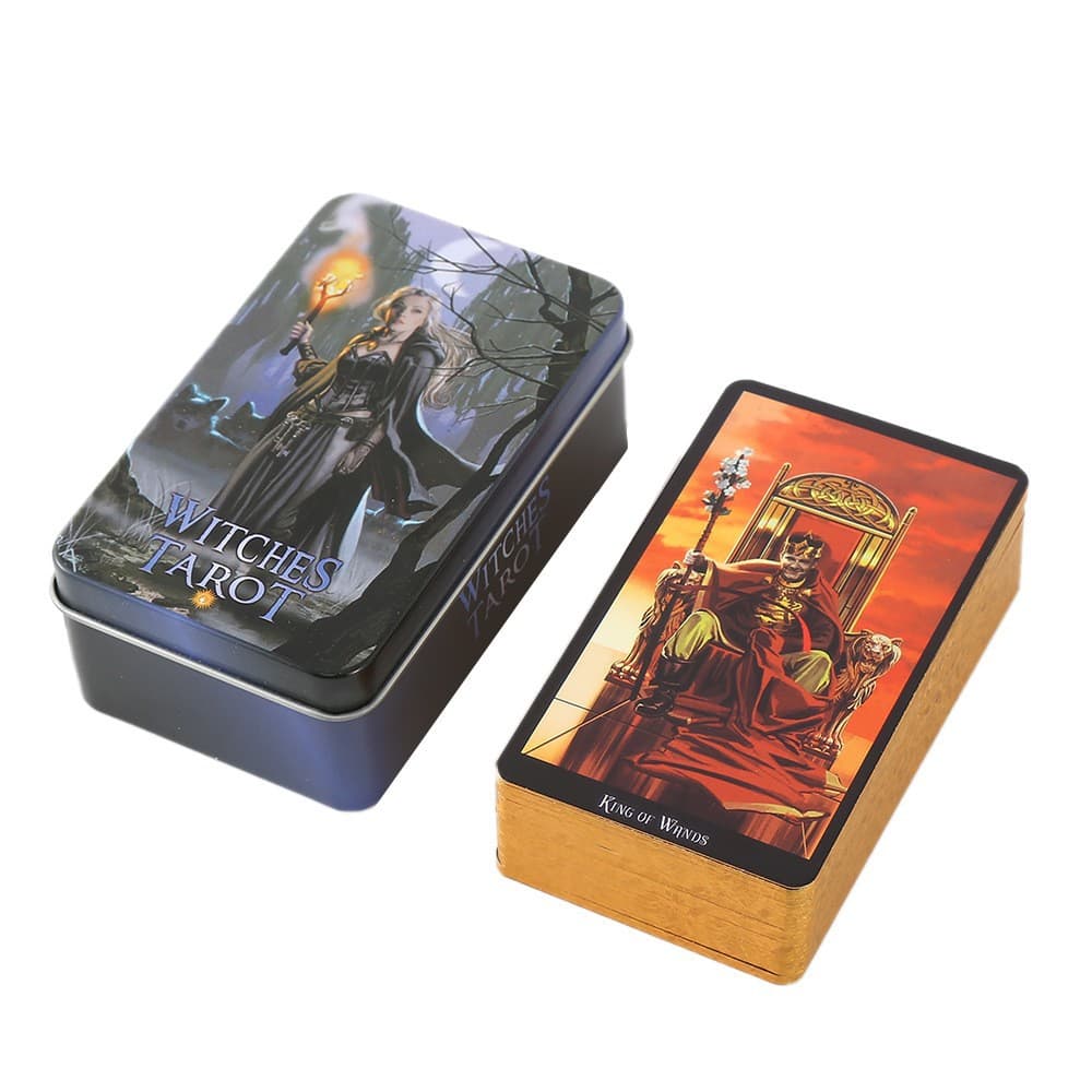 Best-selling Hot Stamping Premium Tin Box Tarot Cards Deck with Paper Instruction Manual