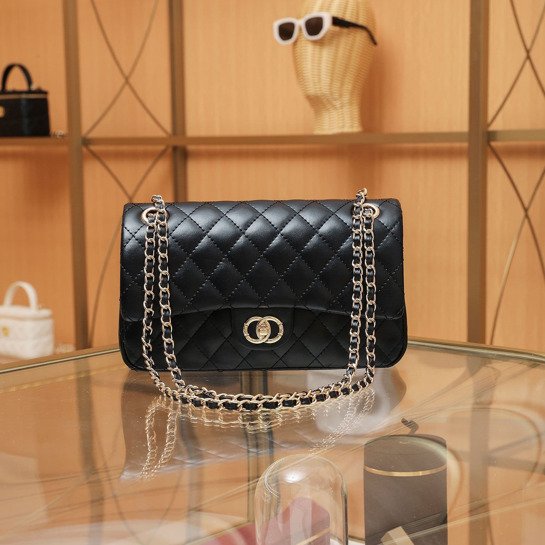 Chanel-style Double-Ring CF Quilted Chain Bag Classic Shoulder Crossbody Bag Trendy Women's Bag Fashion Versatile Underarm Bag