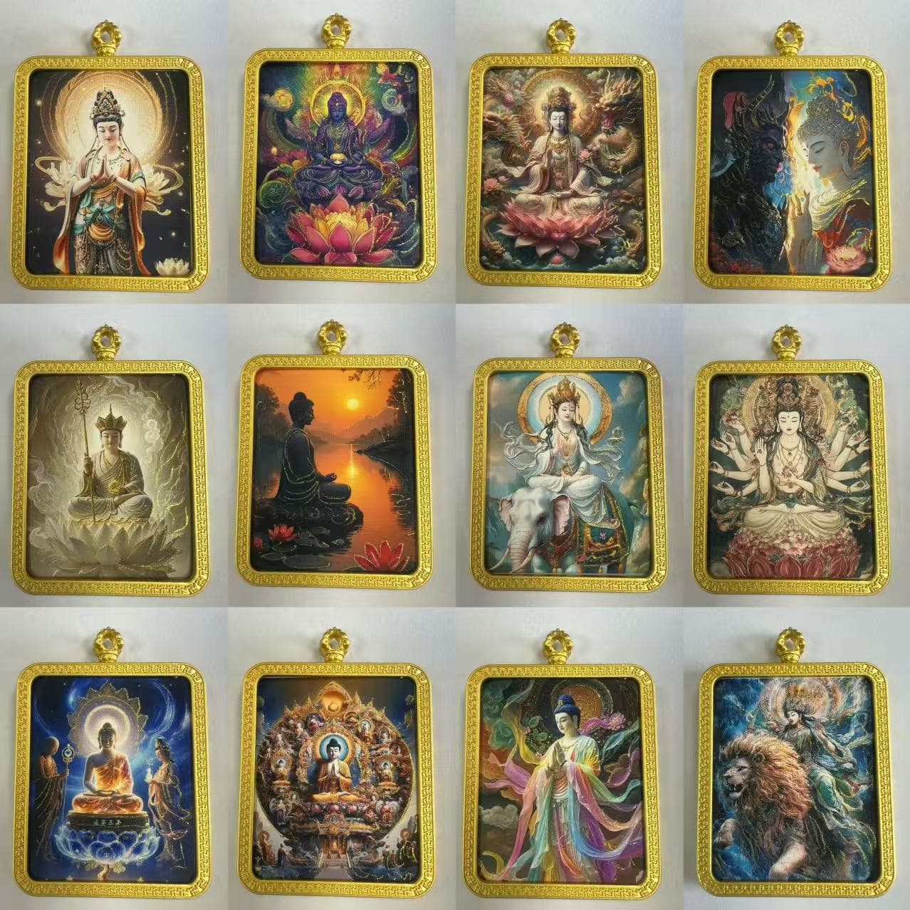 Hand-painted gold-painted nine-tailed fox fairy Thangka Gawu box, nine-tailed Taoist Thangka set, popular new merchandise, fan art.
