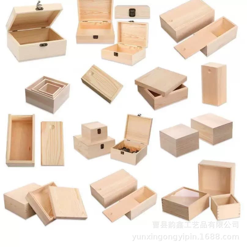 Factory wholesale wooden storage box, household flip-top multi-specification storage box, simple solid wood packaging box