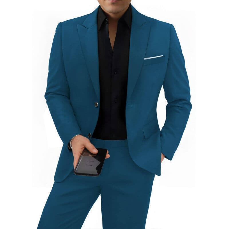 Peak Lapel Suit Set for Men, Business Formal Professional Suit 2-Piece Set, Slim Fit Best Man Groom Wedding Suit