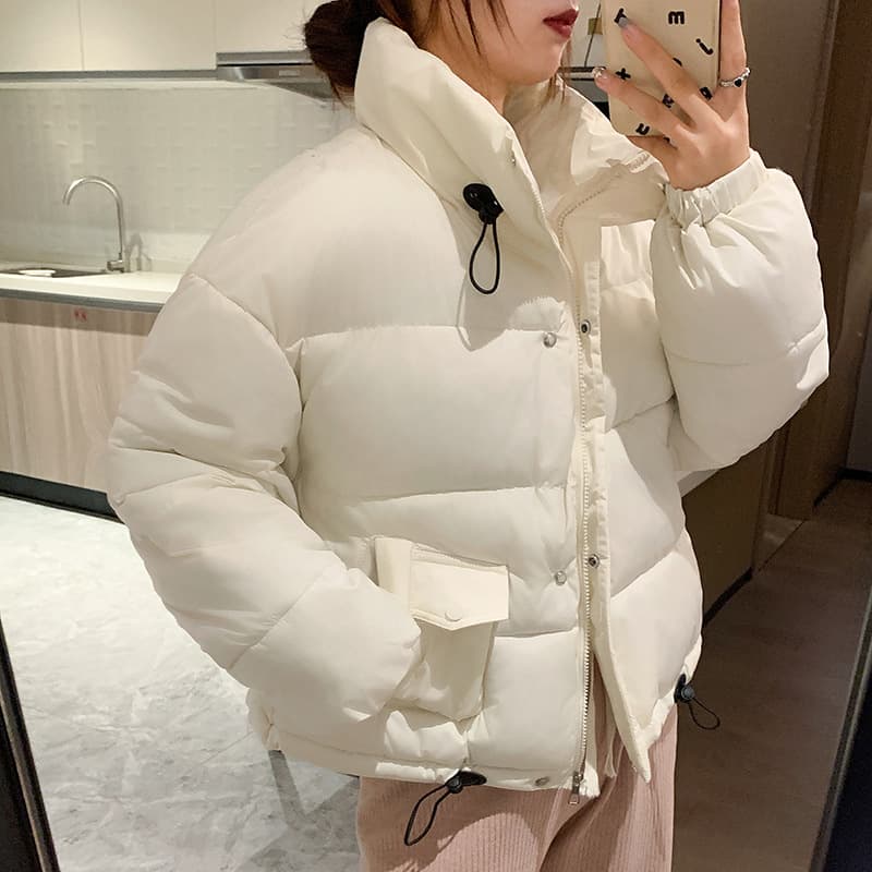 2024 winter new cross-border cotton-padded clothes for women European and American short fashionable cotton-padded clothes for women with thickened stand-up collars and small men's bread clothes trendy