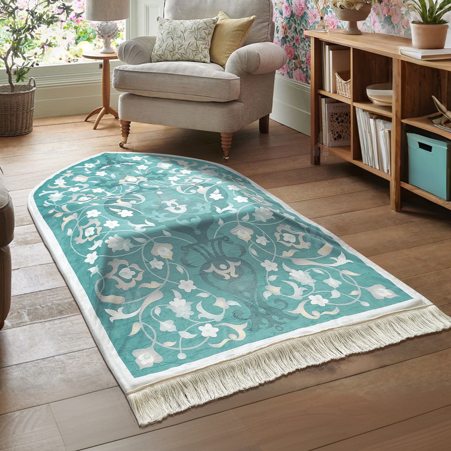 Cross-border Drop Shipping Thickened Slow Rebound Cotton Prayer Mat with Tassels, Arch Design, Worship, Print Floor Mat