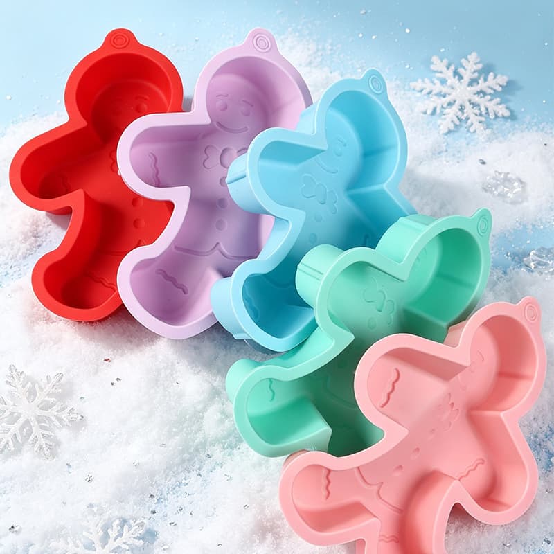 Bowtie Gingerbread Man Silicone Mold Flower Shape Mousse Food-Grade Silicone Mold French Baking Cake Mold