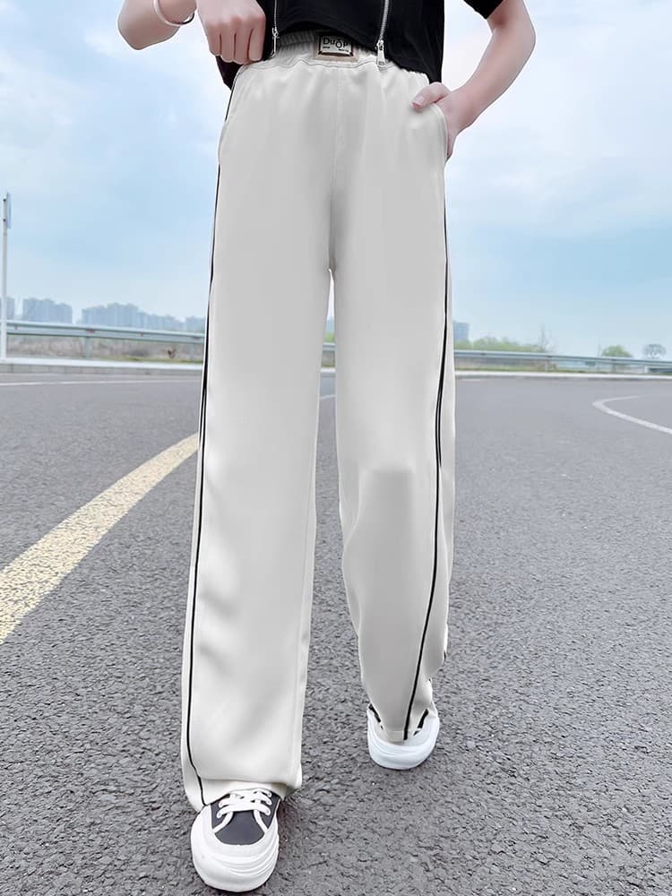 Girls Summer Wide-Leg Pants Thin Style 2025 New Summer Children Fashionable Casual Straight Pants Korean Version Ice Silk Long Pants