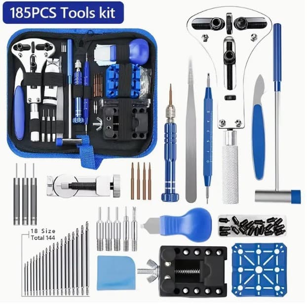 185-Piece Watch Repair Kit, Watch Disassembly and Battery Replacement Tool Set, Watch Adjuster, Household Tool Kit