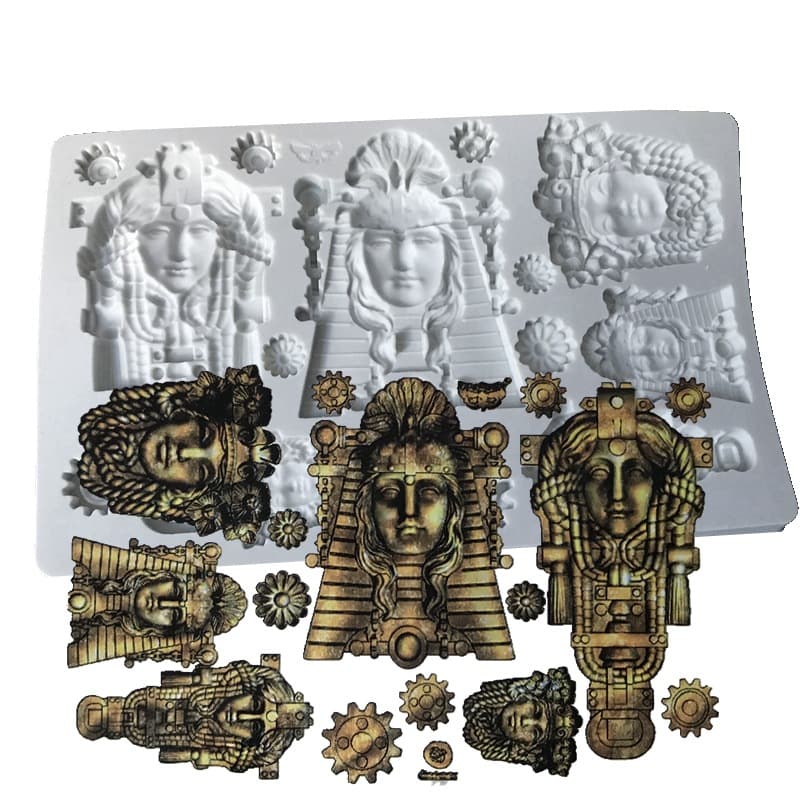 Fondant Cake Tool Retro Mechanical Queen Head Gear Chocolate Clay Cake Decoration Silicone Mold