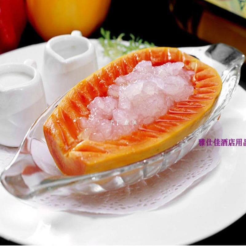 Thickened Transparent Glass Banana Boat Ice Cream Bowl, Ice Cream Bowl, Sherbet Ball Plate, Papaya Snow Clam Dessert Bowl, Salad Bowl