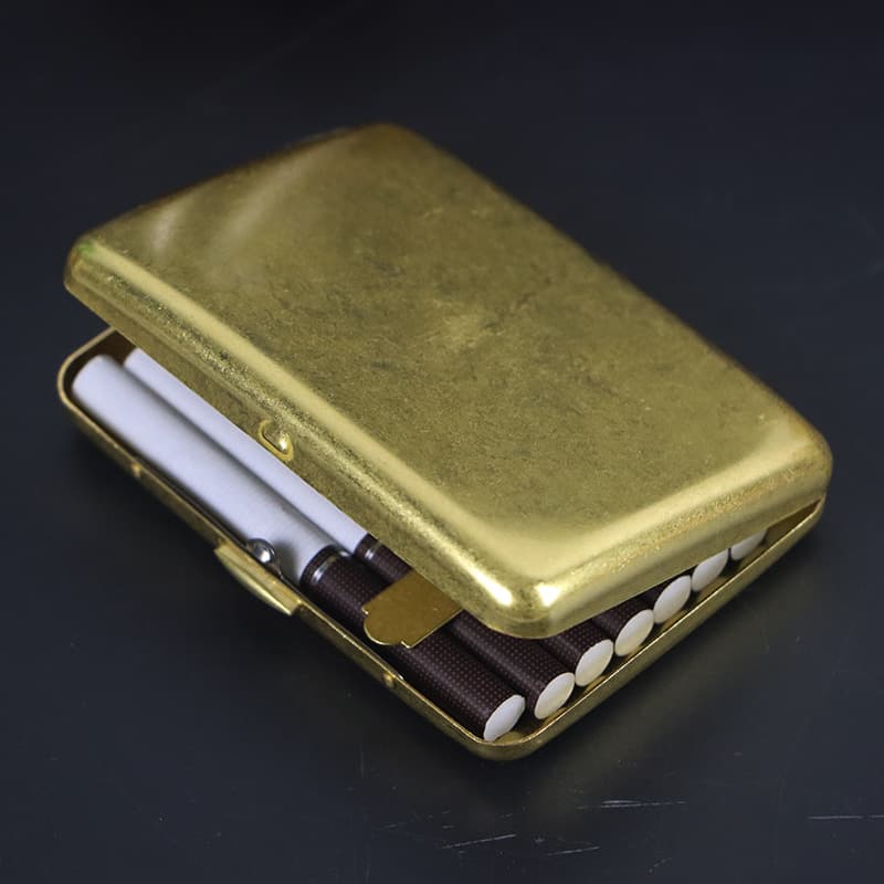 Coolbao original copper knurled cigarette box, 16-pack, medium-thick cigarette box, pressure-proof, moisture-proof, durable men's cigarette clip box