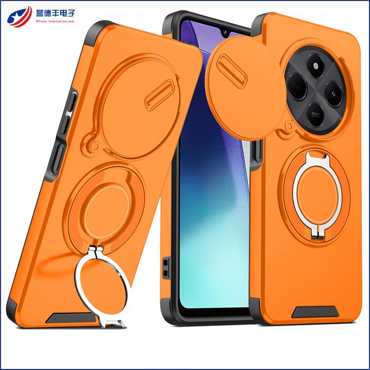 In Stock for Redmi 14C Link Window Rotating Ring Metal Bracket Phone Case, Redmi Protective Cover