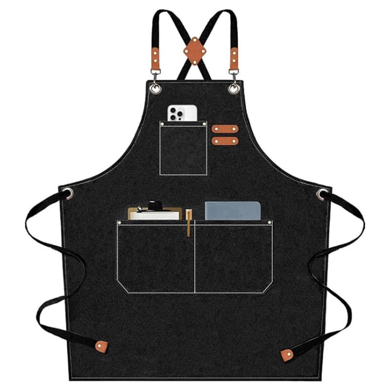 Custom-made canvas aprons for cross-border trade, waterproof, oil-proof, and stain-resistant, suitable for coffee shops, milk tea shops, home use, kitchens, and foreign trade.