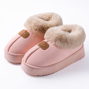 Women's Cotton Shoes, Autumn and Winter Fleece-Lined, Thickened Suede Leather Warm Outdoor High-Top Home Heel-Strap Cotton Slippers