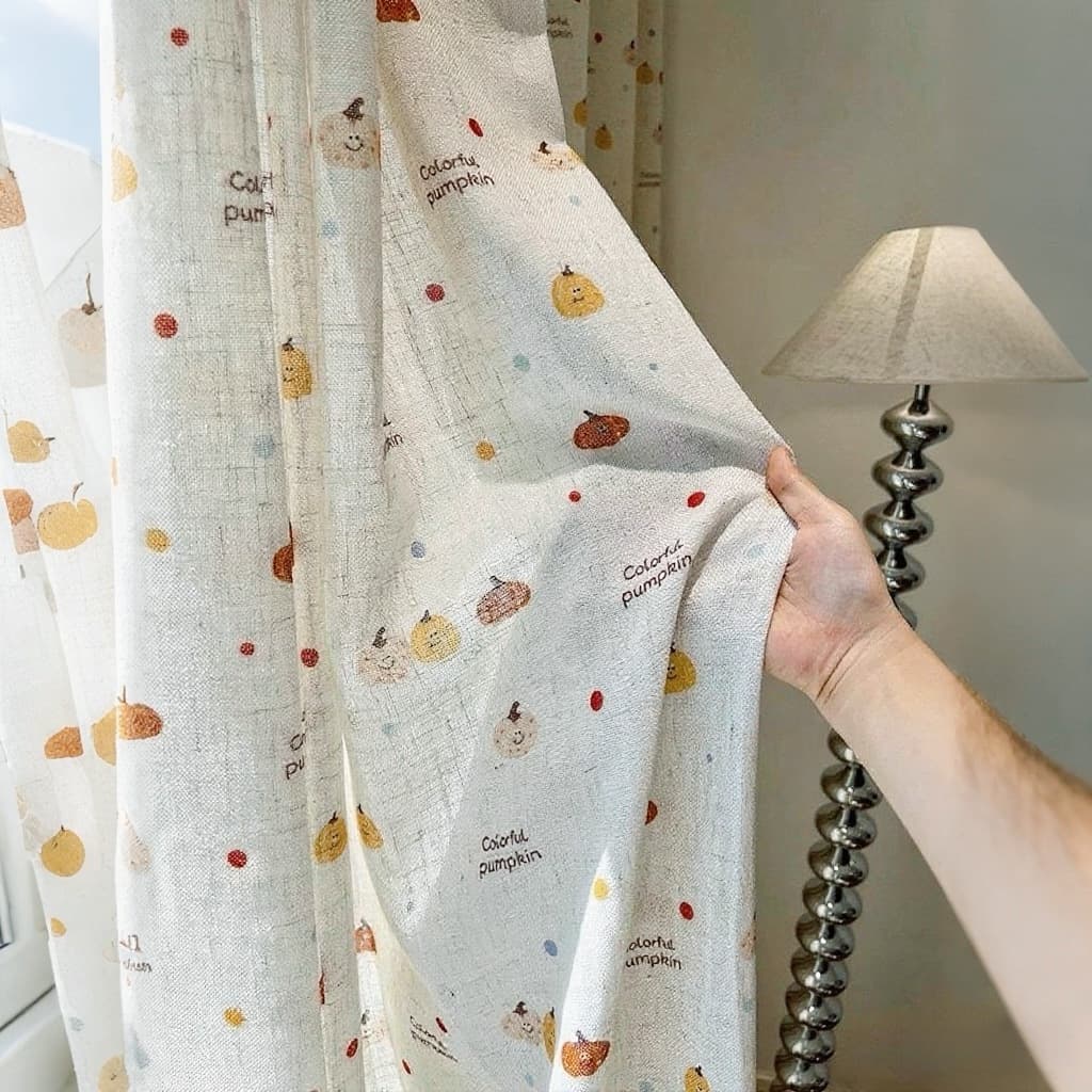 Curtain Gauze Manufacturer Fabric Wholesale Finished Product Cross-Border Foreign Trade Window Screen Cute Cartoon Printed Linen Gauze Children's Room
