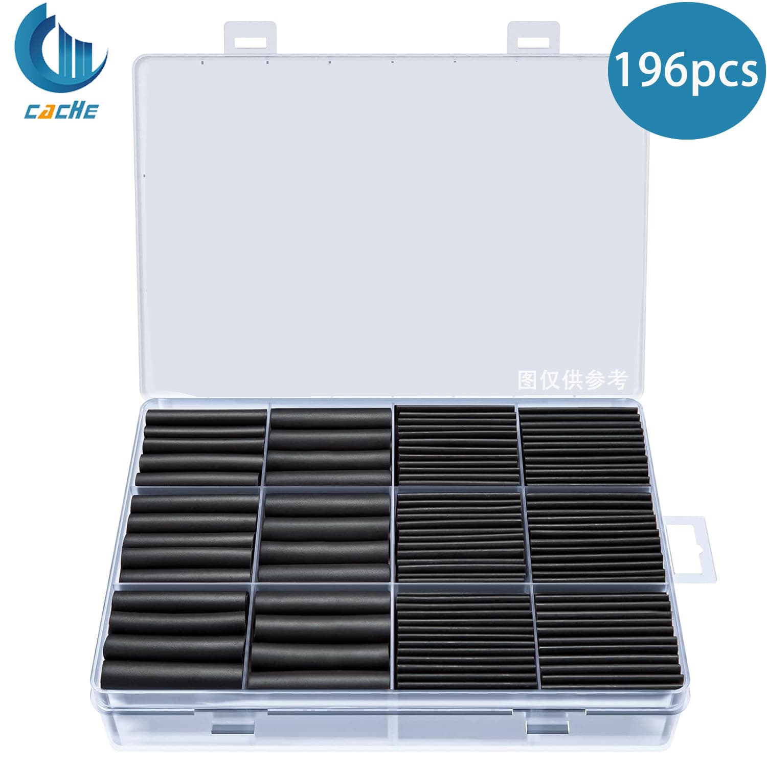 196PCS Boxed 4:1 Adhesive-Lined 4x Black Heat Shrink Tubing for Electrical and Wire Insulation Connectors