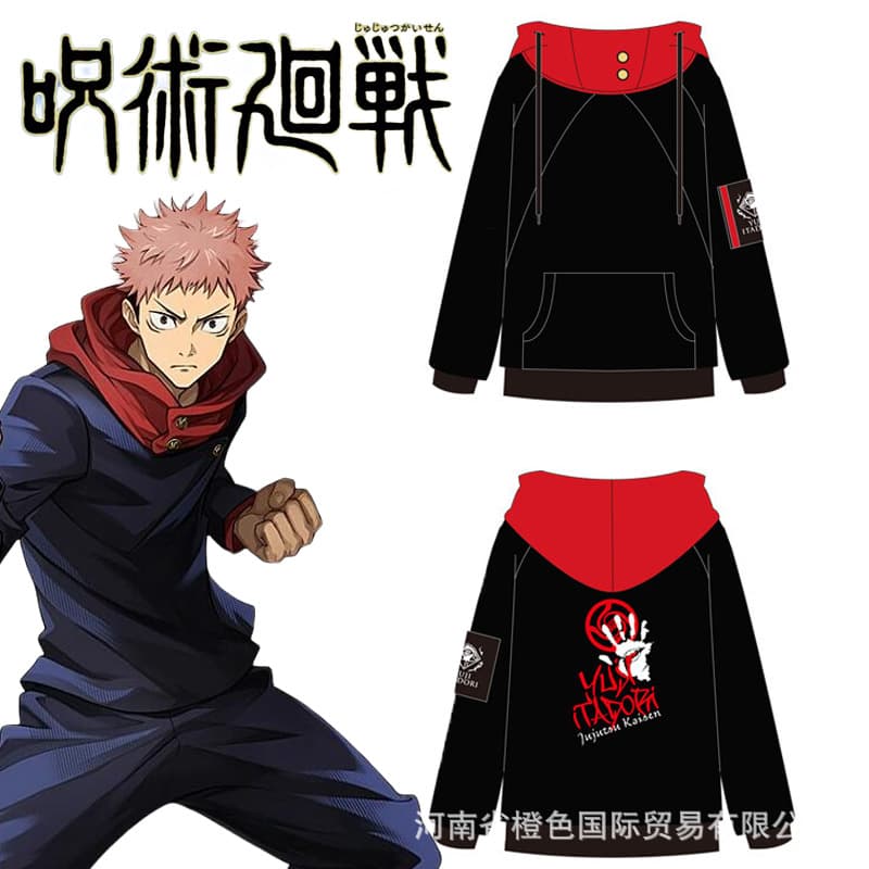 Anime Jujutsu Kaisen Cosplay Yuji Itadori Fan Merchandise Clothing Pullover Hoodie High-Neck Jacket Unisex