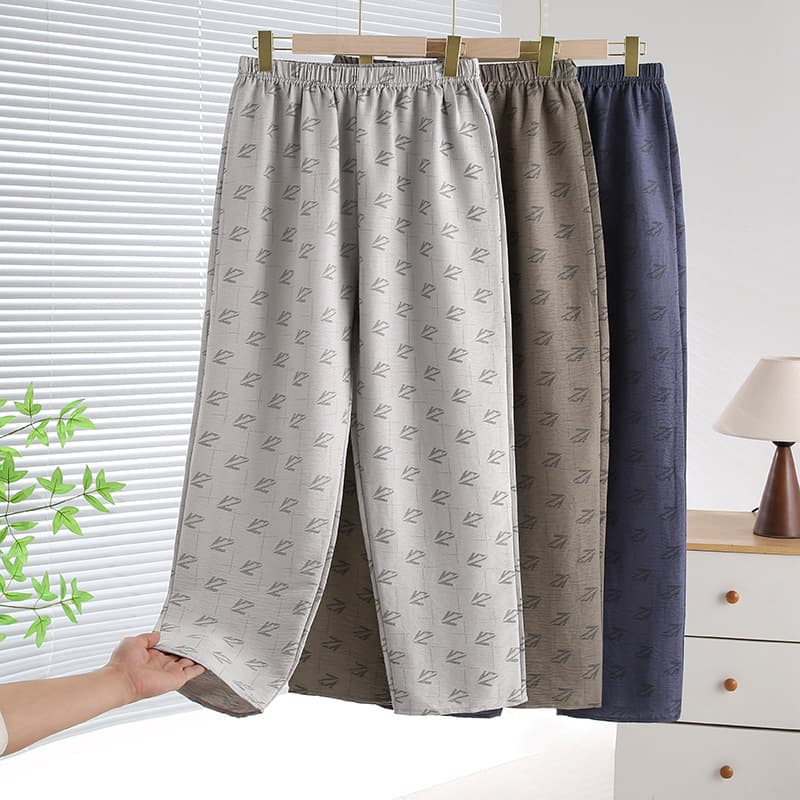 Men's Cloud Cotton Sleep Pants for Middle-Aged and Elderly, Lightweight Home Lounge Pants, Loose Comfortable, Enlarged Size, Wearable Outside, Men's Home Pants
