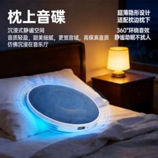 New Pillow Speaker with Sleep Sound Disc, Bluetooth Pillow Speaker for Bedside, White Noise Mini Speaker