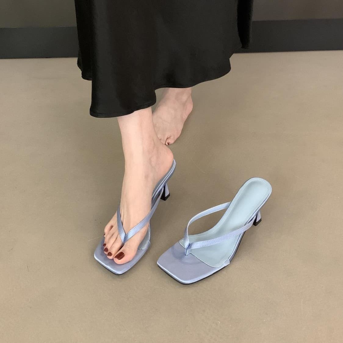 2026 Summer New Fashion Versatile Comfortable Slippers for Women Elegant Thin Heel Sandals Simple High Heels